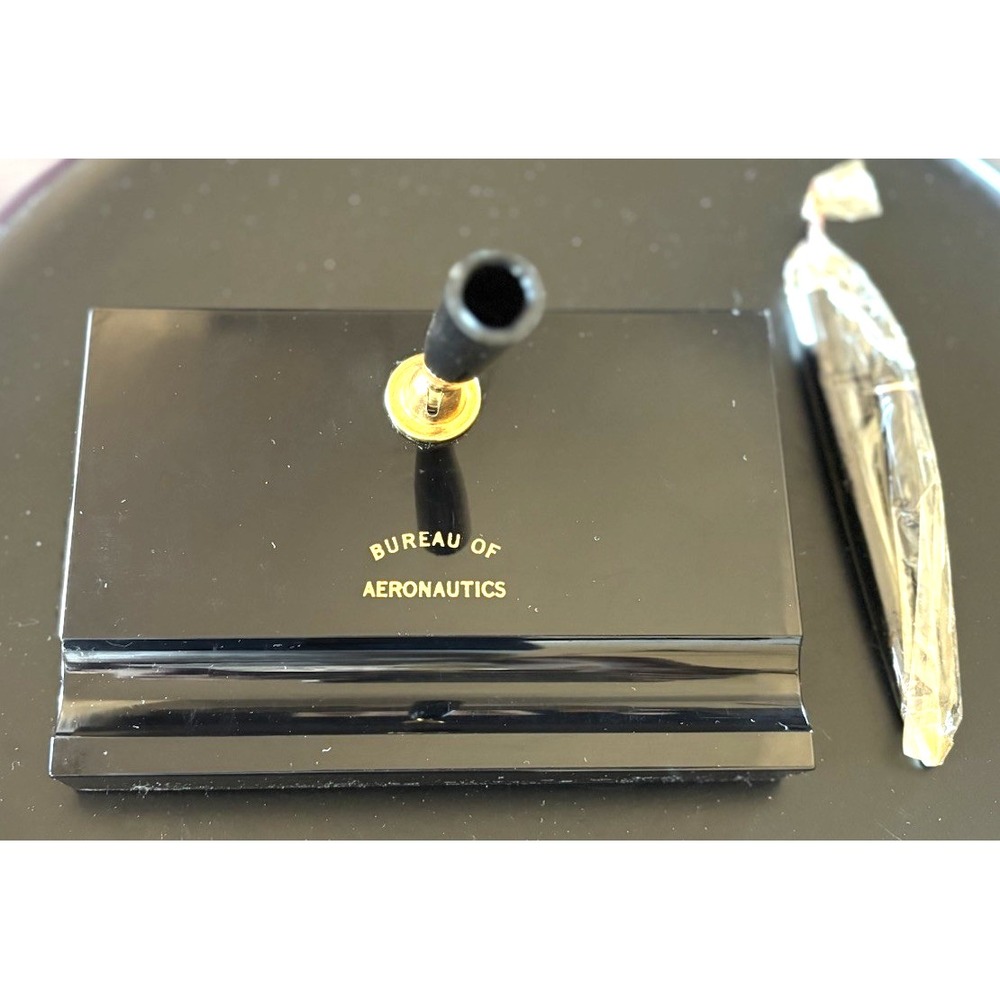Vintage Bureau of Aeronautics Desk Set Pen Holder Venus Pen & Pencil Corp